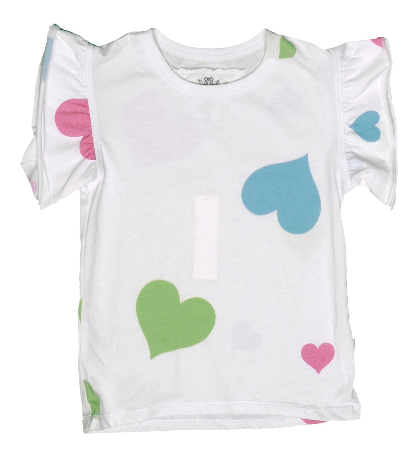 Colored-Hearts Double Ruffle-Sleeve Tee