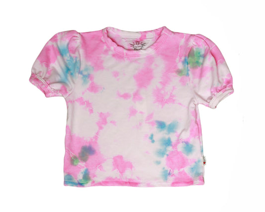 Puff-Sleeve Tee (Tri-Color Tie-Dye)