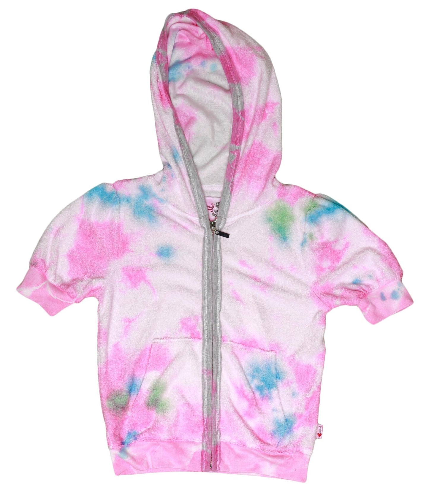 Short-Sleeve Jacket with Hood (Tri-Color Tie-Dye)